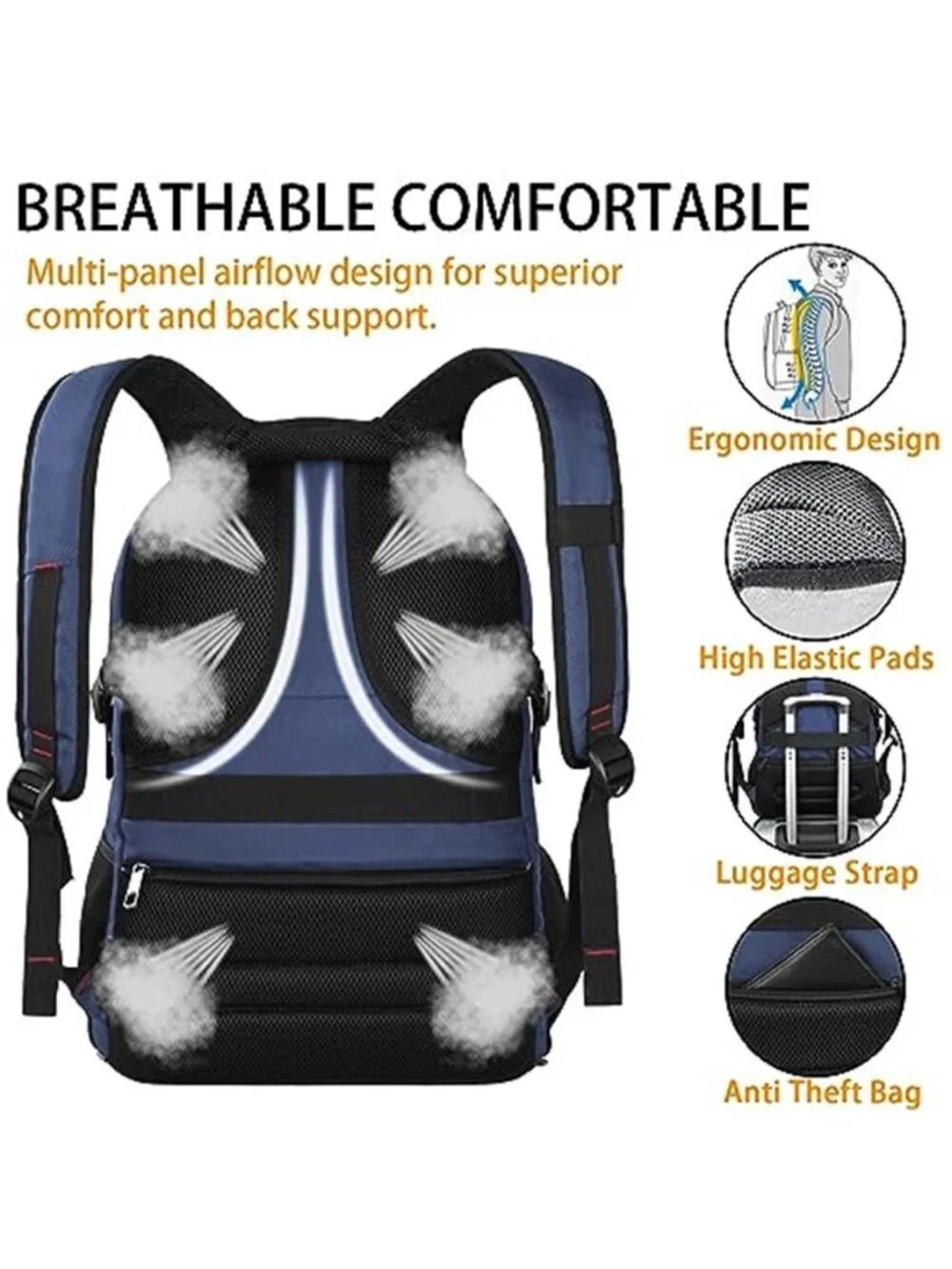 TSA Travel Laptop Backpack RFID Waterproof Carry On Business School Backpack